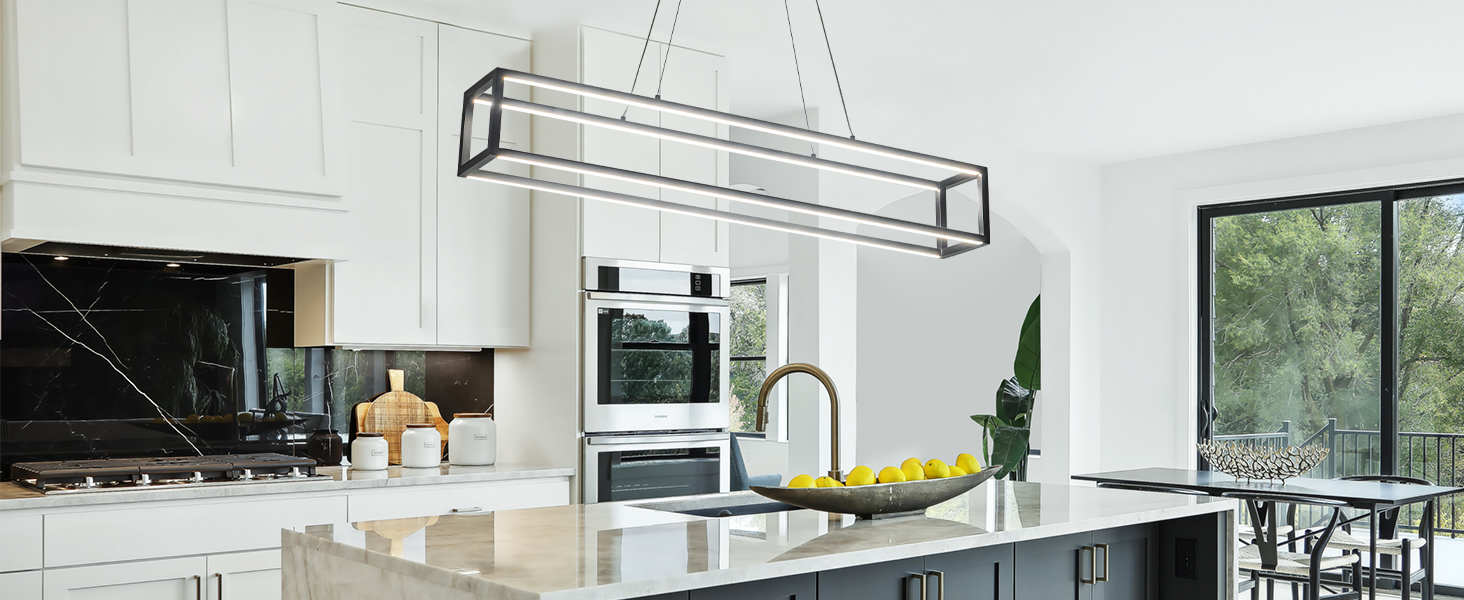 Modern LED Chandelier Linear Rectangle Chandelier Dimmable (5)