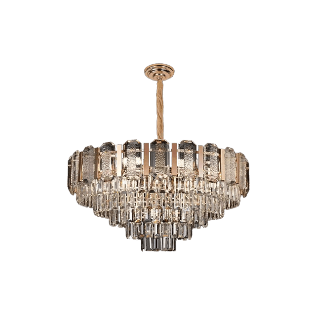 High Quality Electroplated Iron Material LED Gold Modern Glass Crystal Pendant E14 Lamp Head