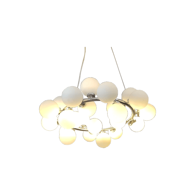 Milky White Glass LED Ring Pendant 25 Round Bulbs G9 Head
