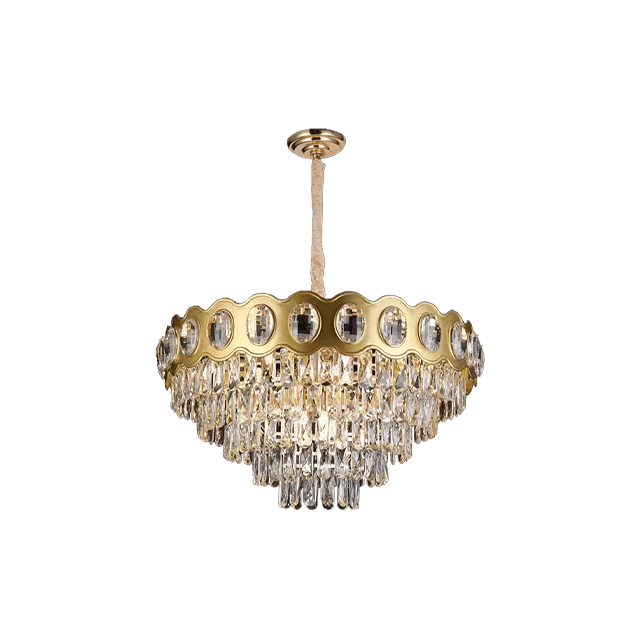 9300 Electroplated Iron LED Gold Modern Crystal Pendant Lamp E14 Head 500MM 750MM
