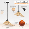 Large Rattan Hanging Pendant Light, Boho Light Fixtures Ceiling, Bohemian Woven Rattan Farmhouse Chandelier Light for Kitchen, Living Room, Dining Room, Bedroom 