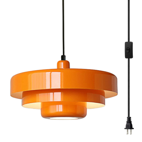 Hanging Lamp Pink Plug in Pendant Light Mid Century Modern Pendant Lamp Fixtures Nordic Hanging Light Style Pendant Lighting Metal Shade for Living Room Dining Room Bedroom Kitchen Island 