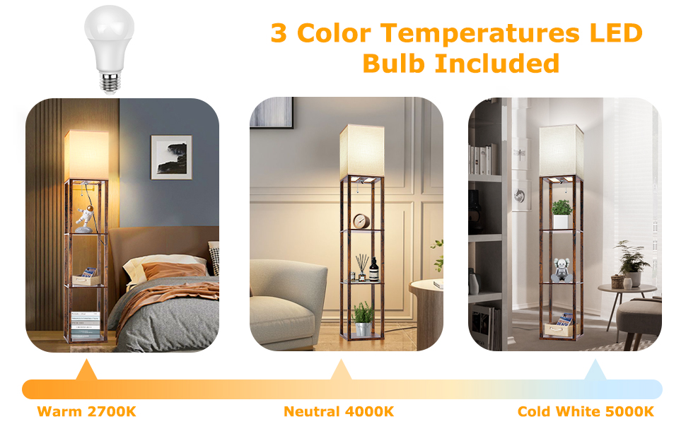 Floor Lamp with Shelves for Living Room (3)