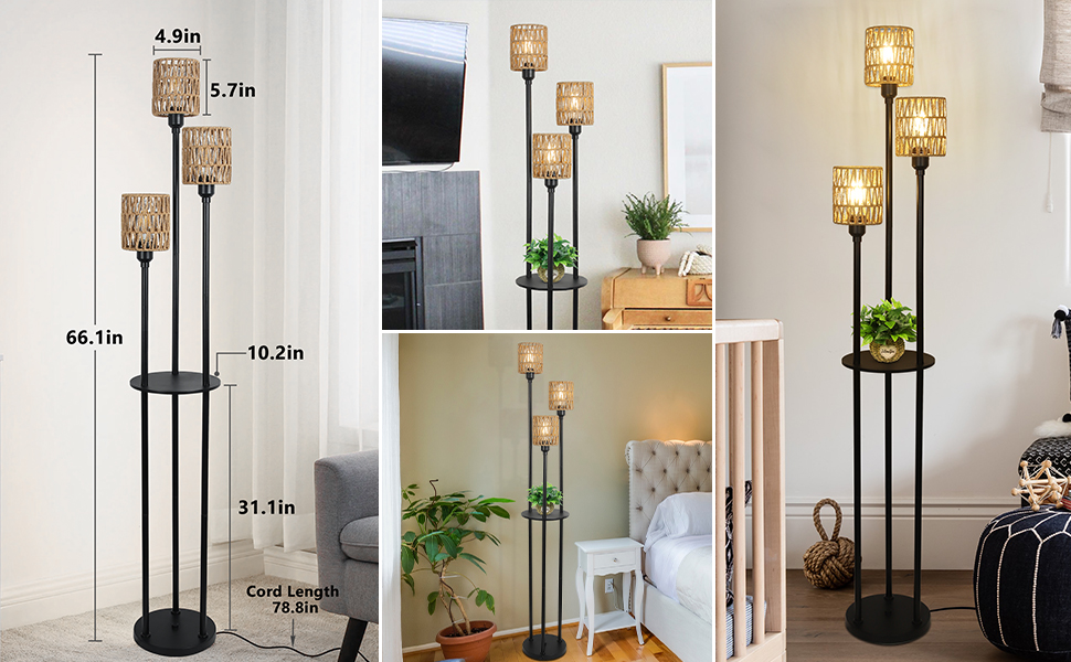 Boho Floor Lamp with Shelves (7)