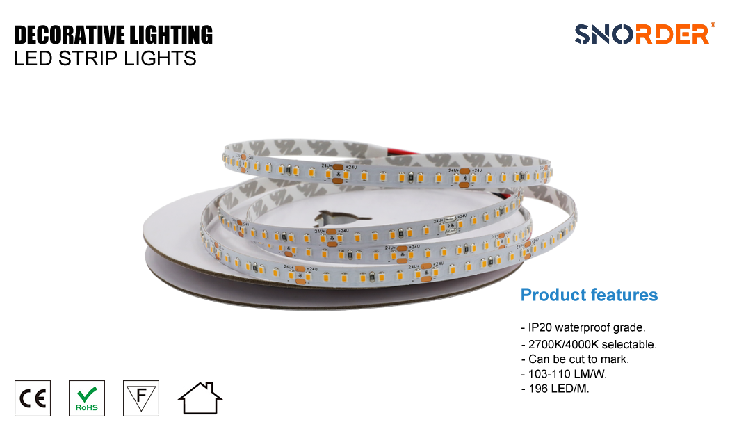 1. Mini PCB6MM best selling 9.6WLED lamp strip 2216SMD outdoor best selling lamp strip 5M per roll 196led per meter