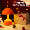 Mushroom Lamp Bedside Table Lamp,Flocking Table Lamp,Aesthetic Modern Lighting for Bedroom Retro Living Room Decor,Button Control Table Lamp for Birthday Christmas Gifts（Orange） ﻿ 
