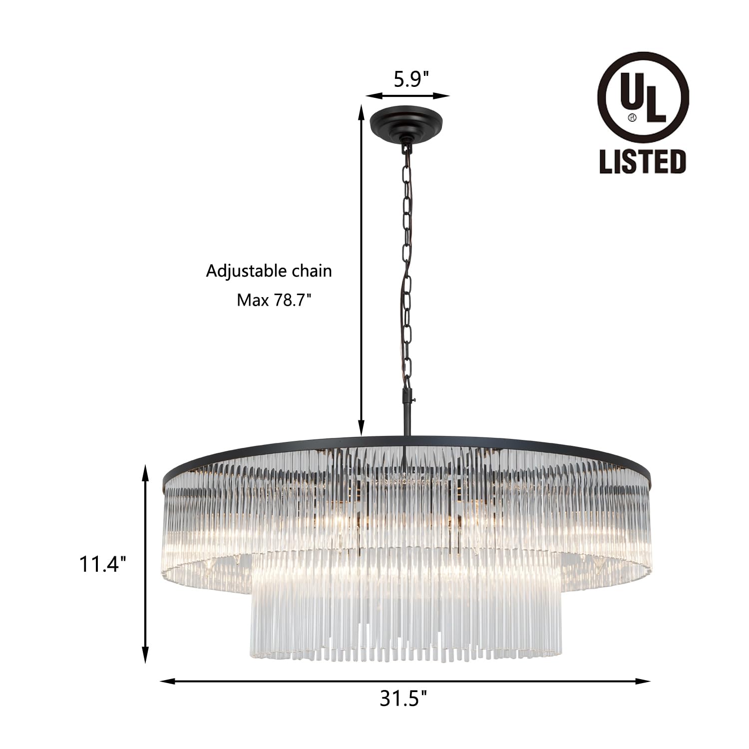  Modern Chandelier, Crystal Glass Chandelier Lighting, Round Dining Room Chandelier Contemporary Pendant Ceiling Light for Bedroom Foyer Entryway