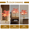  Ostrich Feather Table Lamp with Plug in Wire Modern Feather Lamp 3-Light Bedside Table Lamp for Living Room, Bedroom and Office 24” Tall Feather Desk Lamp