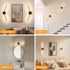 Battery Operated Wall Sconces with Remote Control, Dimmable Wall Sconces with DIY Independently Rotatable Lamppost, 3000K-6000K LED Wall Lights for Living Room, Bedroom, 28.3 Inch 
