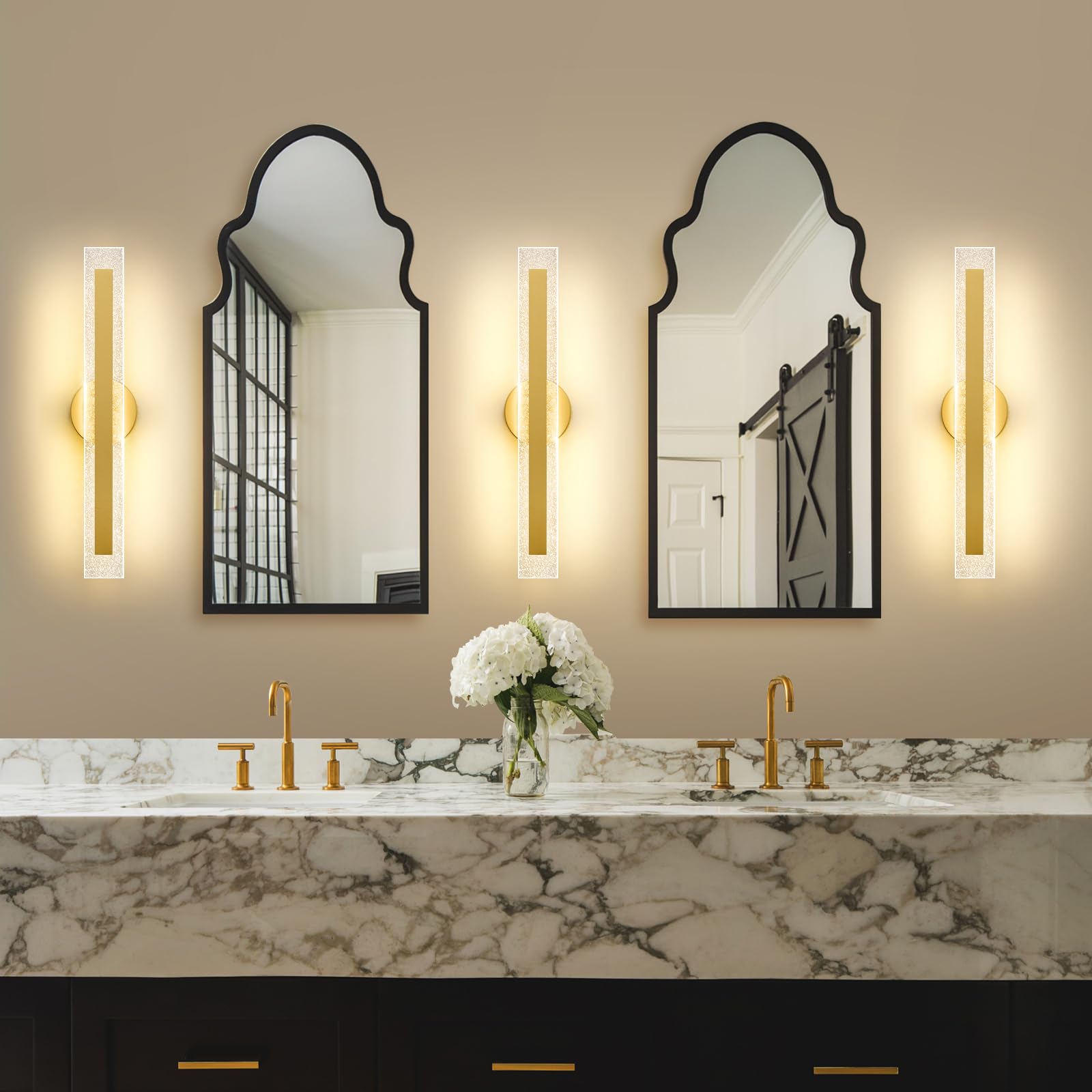 LED Wall Scone Lighting 22.8in, Modern Wall Lamps with Remote Control Dimmable Color Temperature, Acrylic LED Wall Light Vanity Light for Living Room Hallway Bathroom Bedroom Stairs 