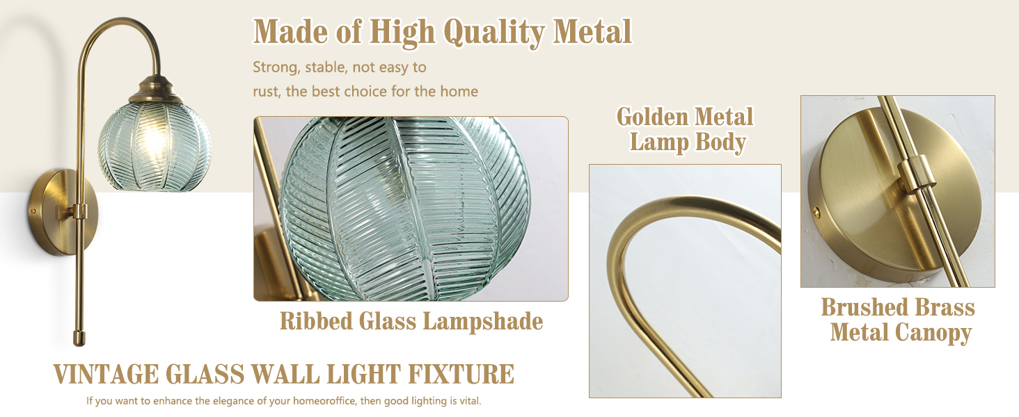 Glass Wall Sconce Mid Century Vintage Wall Lamp (2)