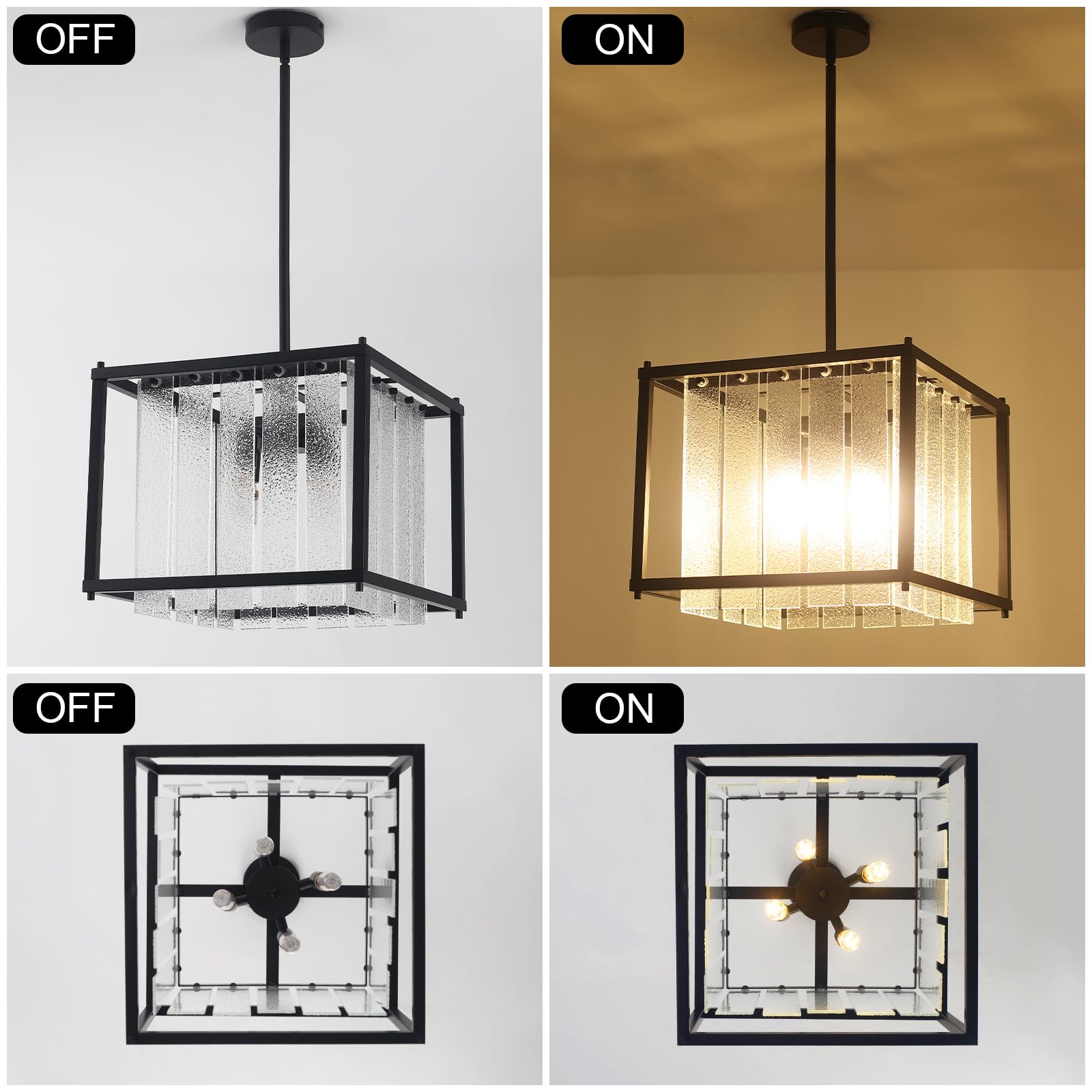 Crystal Chandelier Pendant Lights 4Lights, Modern Gold and Crystal Pendant Lighting Fixture Chandelier Hanging Light for Dining Room Living Room E12 