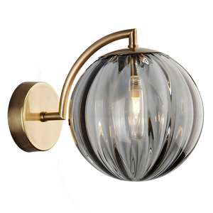 Vintage Glass Wall Sconce Brushed Gold Wall Sconces Mid Century Modern Globe Vanity Light Round Wall Mounted Light Fixture for Bedroom Bathroom Hallway 