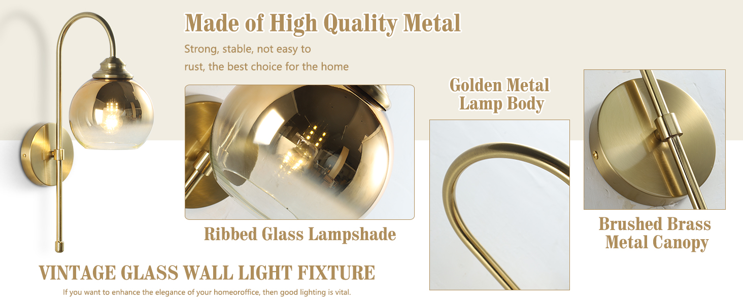 Brass Wall Sconces Vintage Rose Gold Armed Sconce (2)