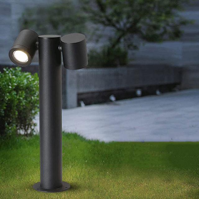 Outdoor Spot Light, Black Landscape Lighting Spotlight for Yard, Replaceable 2 X GU10 Bulb 220-240V IP44 Waterproof, Aluminum+ Glass, Garden Patio Driveway House