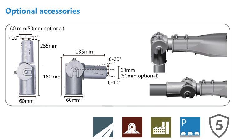 4. Optional accessories, 5-year warranty, modern LED street lamp 60W 70W 80W 90W 100W 110W 120W 130W 150W optional, IP66 waterproof and dustproof, IK10 explosion-proof