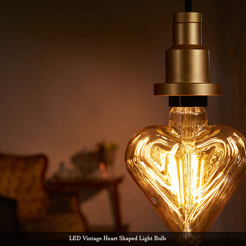 LED Bulb E27 4W Heart Shaped Non-Dimmable LED COB Filament Bulb Edison Lamp Indoor Home Decoration Tungsten Lamp Vintage Bulbs 125*166mm 