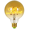 Love Edison Bulb, Vintage Globe Light Bulb, Decoration Love Light Amber Bulb E27 Base 4W(40W Equivalent)- G125 Filament Bulb 1800-2400K Warm White for Indoor & Outdoor