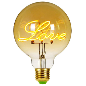 Love Edison Bulb, Vintage Globe Light Bulb, Decoration Love Light Amber Bulb E27 Base 4W(40W Equivalent)- G125 Filament Bulb 1800-2400K Warm White for Indoor & Outdoor