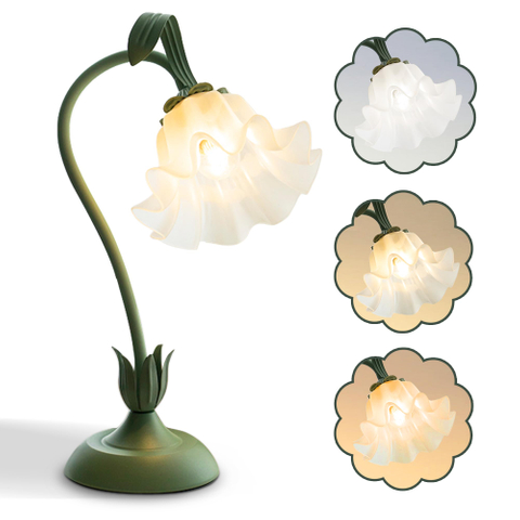 Flower Table Lamp,LED Reading Light Bedside Vintage Flower Night Light,3 Colors Modes Kawaii Bedside Lamps Decor,Living Room Bedroom Room Lighting Table Lamps Home Decoration