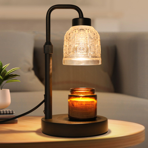 Candle Warmer Lamp with Timer, Dimmable Candle Warmer Lamp, Adjustable Height Candle Lamp, Electric Candle Lamp Warmer, Present for Mom Mother's Day Christmas Home Decor - Black 