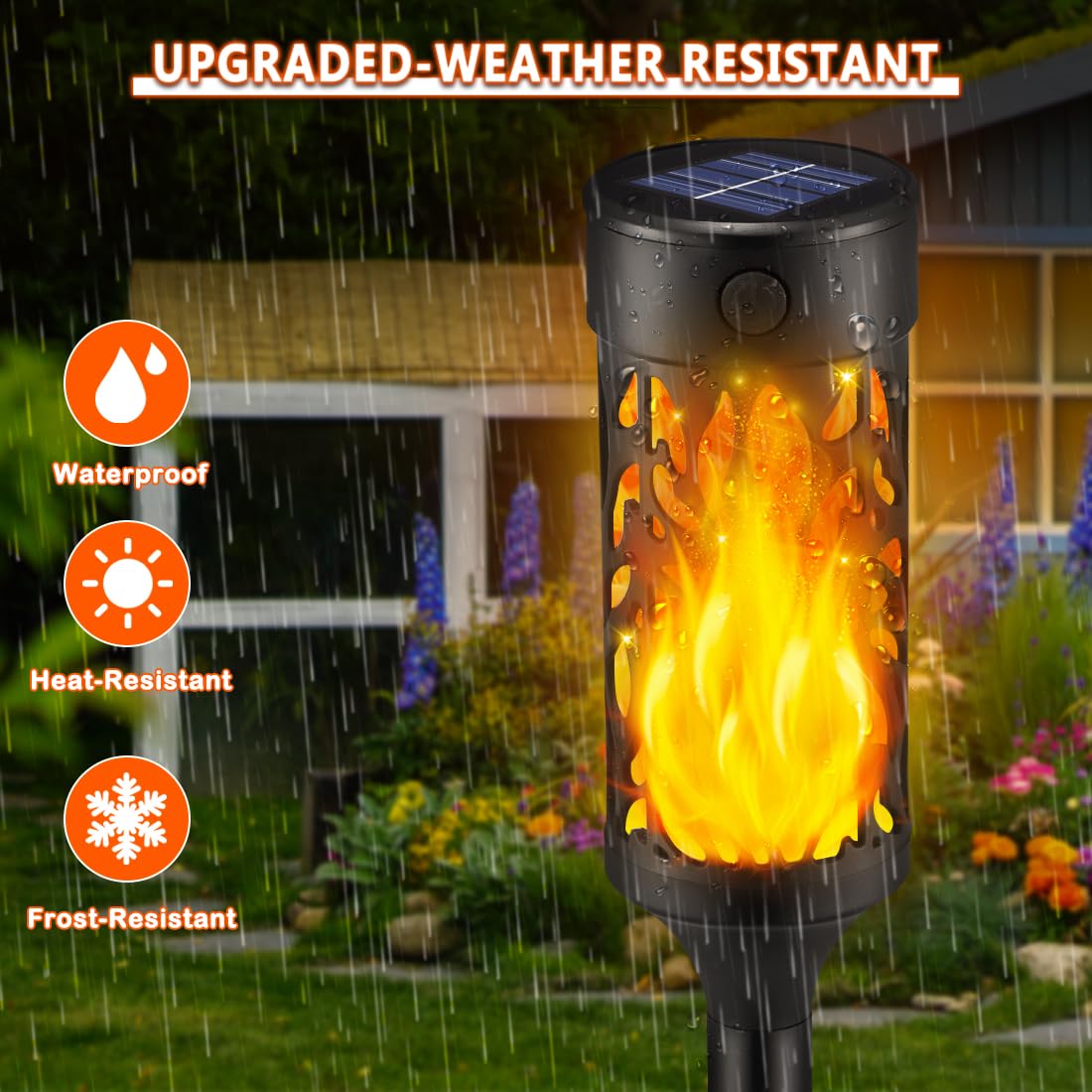 Solar Lights Outdoor Waterproof, Solar Tiki Torches with Flickering Flame, Solar Lights for Outside Decor, Solar Powered Outdoor Lights for Yard, LED Solar Garden Lights for Pathway Garden Decor Visit