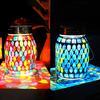 Solar Outdoor Mosaic Lantern,Solar Lights Outdoor Hanging Lanterns Rechargeable Waterproof Table lamp Mosaic Night Light for Garden, Patio, Party, Yard, Outdoor/Indoor Decorations 
