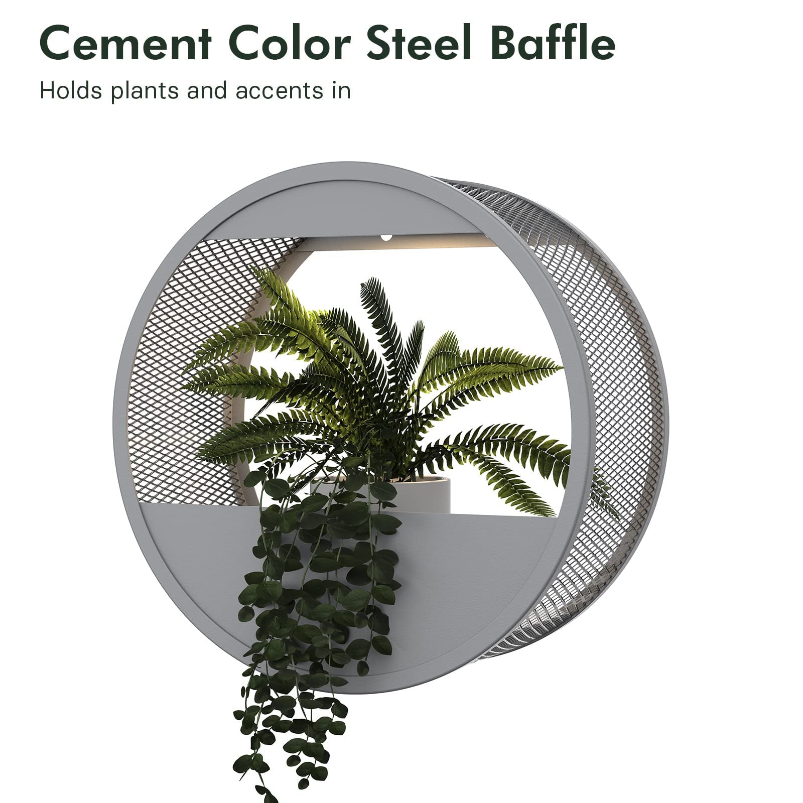 Grand Patio Outdoor Circular LED Solar Hanging Wall Sconce Planter, with Dusk to Dawn Sensor Decor Wall Lighting for Garage Doorway Patio Yard, Cement Grey
