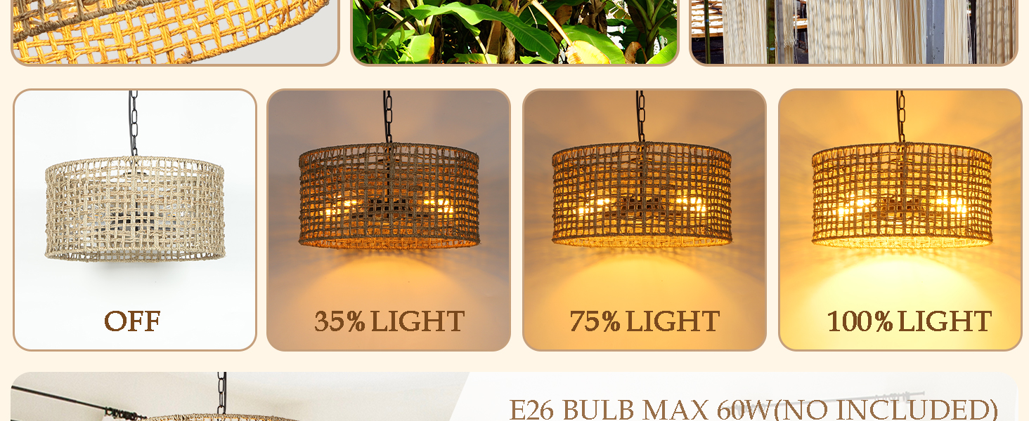 Rattan Dining Room Light fixtures (4)