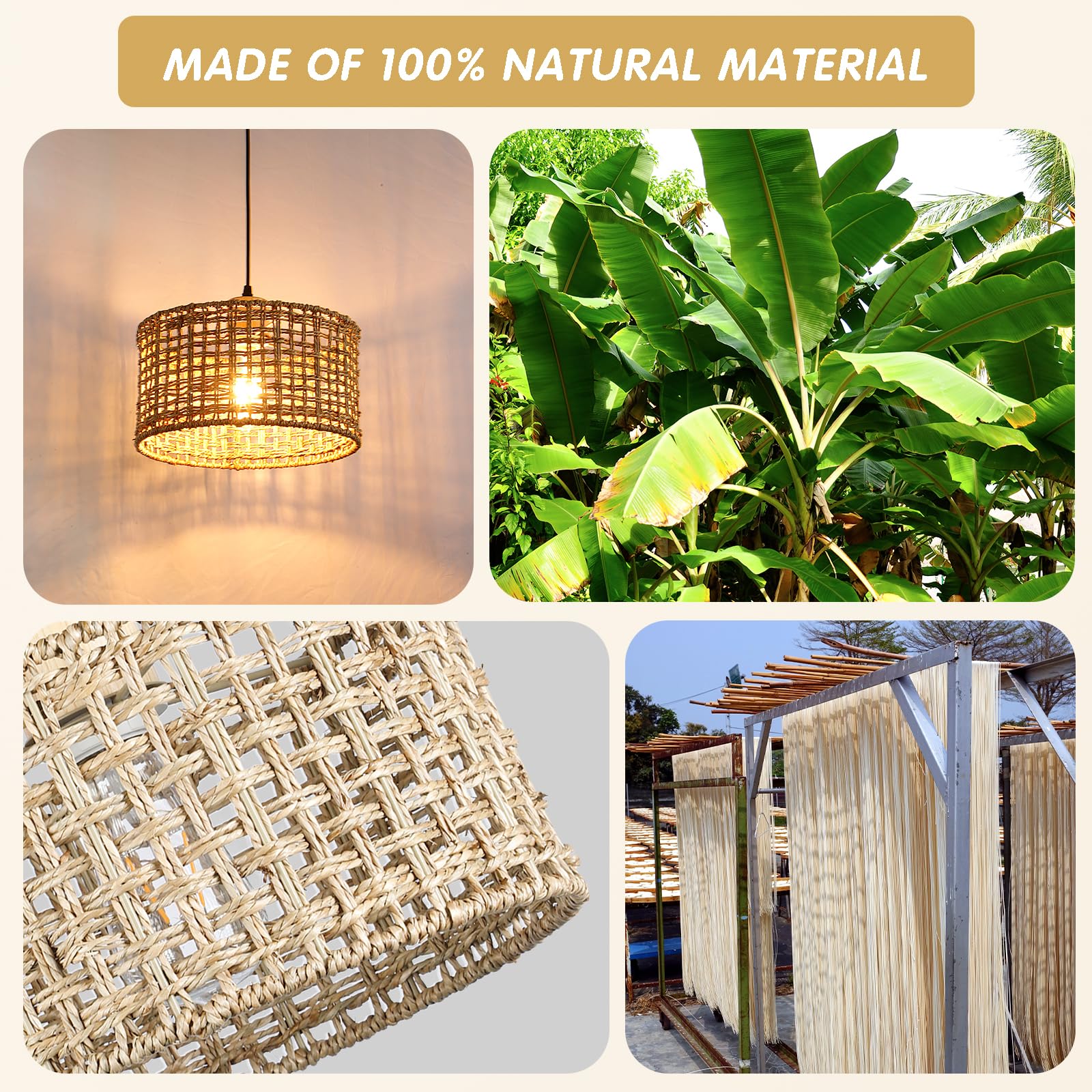 Hand-Woven Rattan Pendant Light, 11.8