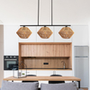 3-Light Rattan Chandeliers for Dining Room, Boho Light Fixture with Hand-Worked Woven Cage Lampshade, Farmhouse Kitchen Island Lighting Fixtures for Dining Room, Living Room 