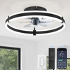 Ceiling Fans with Lights and Remote, Low Profile Ceiling Fans, 3000-6000K Dimmable Modern Flush Mount LED Fan Light, 6 Wind Speeds, White Fandelier Ceiling Fans with Lights for Bedroom 