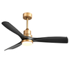 Modern Black and Gold Ceiling Fan with Lights and Remote, ETL Listed, 3 Downrods, 3 Blade Gold Black Ceiling Fans, Reversible Quiet DC Motor, 3 Timer for Outdoor Patio Waterproof Bedroom 