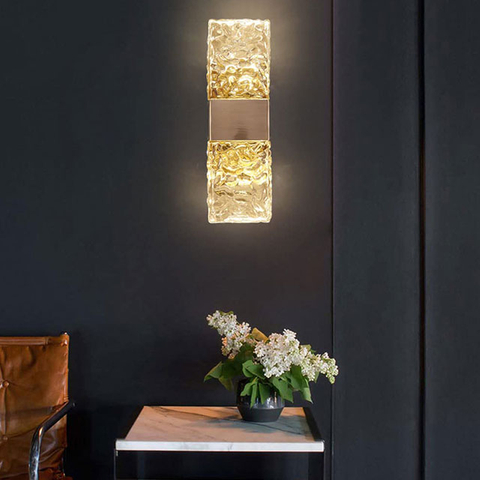 Modern Crystal LED Wall Light, Water Ripple Design Wall Lamp, Gold Wall Sconce, Up and Down Wall Light, Bathroom Vanity Light, Crystal Lamp for Living Room, Bedroom, Bedside