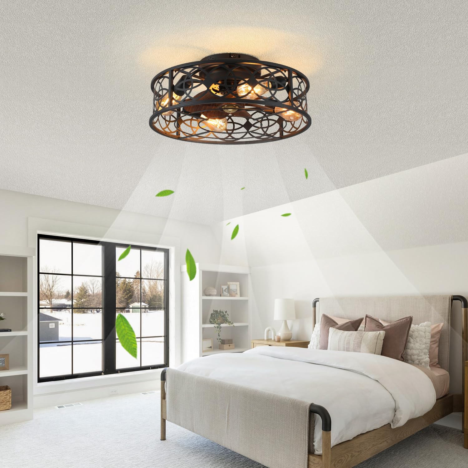 Caged Ceiling Fans with Lights Remote Control - Snorder Ceiling Fans 