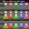  Solar Fence Lights, Fence Lights Solar Powered Warm White & RGB, Up & Down Solar Wall Lights Outdoor, Waterproof Solar Lights 120 Lumens Bright Dusk to Dawn for Yard/Pool/Porch/Patio/Railing