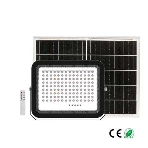 Outdoor Solar Lighting Energy Efficiency PIR Sensor 200W LED Flood Light Remote-Controlled with Solar Panel Light