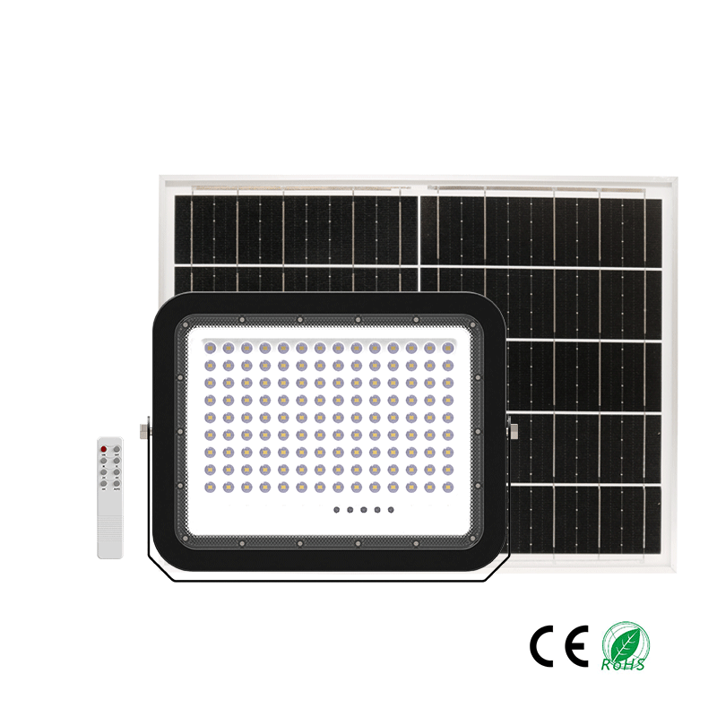 Outdoor Solar Lighting Energy Efficiency PIR Sensor 200W LED Flood Light Remote-Controlled with Solar Panel Light