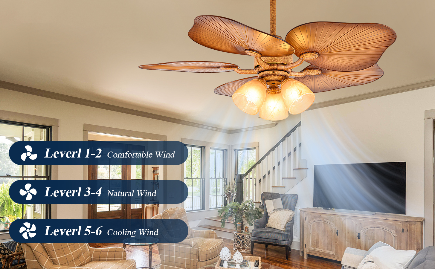 52 Outdoor Ceiling Fan with Lights for Patios and Remote (2)