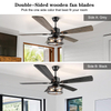  52 Inch Farmhouse Ceiling Fan with Lights and Remote,3-Lights Ceiling Fan with Caged Light Fixture,Rustic Ceiling Fan for Patio, Livingroom, Bedroom, Dining Room 