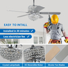 Crystal Ceiling Fan with Lights, 52” Modern Chandelier Fan with Remote Control, Quiet Fandelier with Reversible Dual Finish Blades, Indoor Fan Perfect for Living Room Dining Room, Bedroom, Silver 