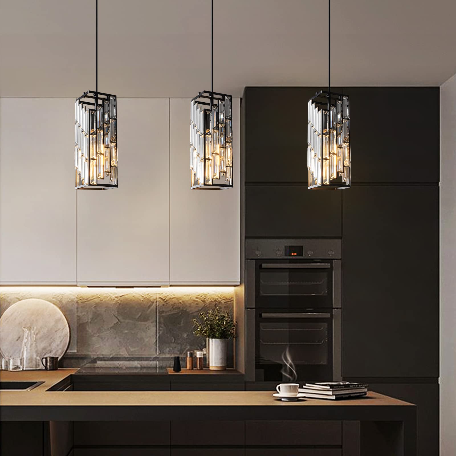 Pendant Lighting Modern Pendant Light, Mini Crystal Chandeliers,Adjustable Pendant Light Fixture for Kitchen Island Dinning Room Bedroom 