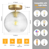 Semi Flush Mount Ceiling Light Fixture, Hallway Lighting Fixtures Ceiling, Vintage Close to Ceiling Light Fixture, Globe Glass Ceiling Lamp for Bathroom Entryway, E26 Base (No Bulbs) 