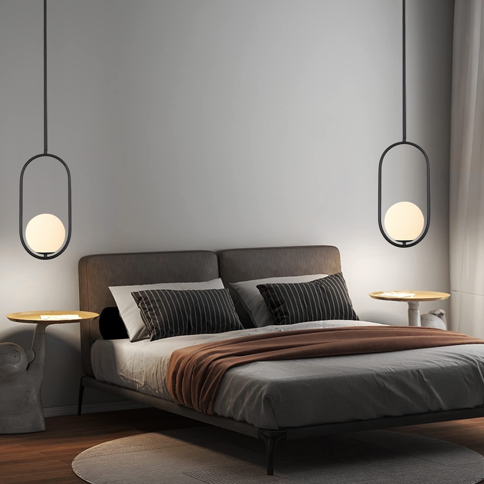 Pendant Lighting Modern Style Chandelier,Single Hanging Light Fixture Milky Glass Globe Lampshade Pendant Light Fixture for Kitchen Island,Dinning Room Bedroom 
