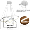 3-Rings Modern LED Chandelier Silver Pendant Lighting Circular Flush Mount High Ceiling Light for Living Dining Room Bedroom Foyer 4000K Ø80cm+Ø60cm+Ø40cm