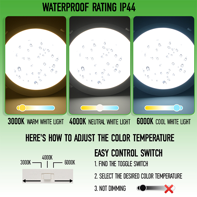 24W 3CCT Round Recessed LED Panel Light with CCT Switch | &Oslash;300mm
