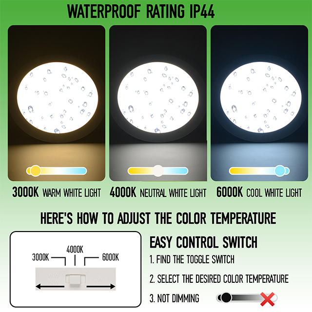 18W 3CCT Round Recessed LED Panel Light with CCT Switch | &Oslash;225mm