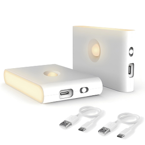 Rechargeable Night Lights with Dusk to Dawn & Motion Sensors, Warm & Soft White Stair Lights for Bathroom, Hallway, Linkable, Magnetic Mount