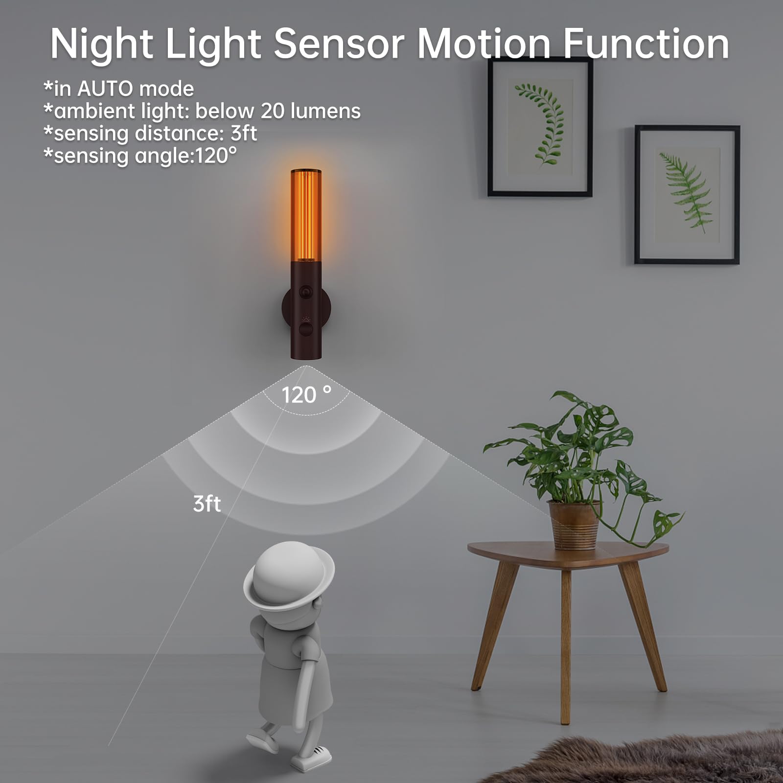 Motion Sensor LED Night Lights, Rechargeable Battery Operated Indoor Smart Motion Detector Nightlights with 3 Modes & 3 Brightness, Auto Body Sensor Wall Lamps for Closet Stairway Cabinet