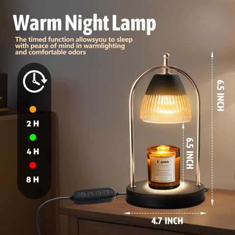 Candle Warmer Lamp with Timer, Electric Candle Warmer Light for Bedroom, Dimmable Wax Melts Warmer for Candle Jars, Home Decor Beside Lamp Gifts for Women